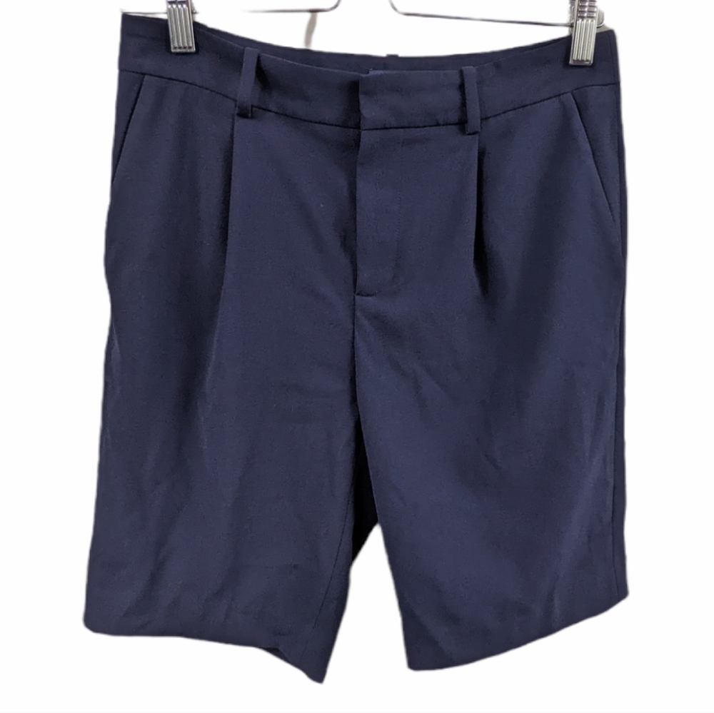 Madewell Pleated Front Crepe Textured Bermuda Shorts Sz 0